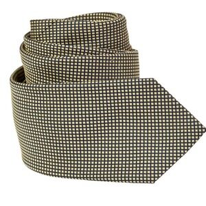 CHAPS Vintage Men's 100% Silk Necktie Designer‎ Geometric Gold/Black Hand Made